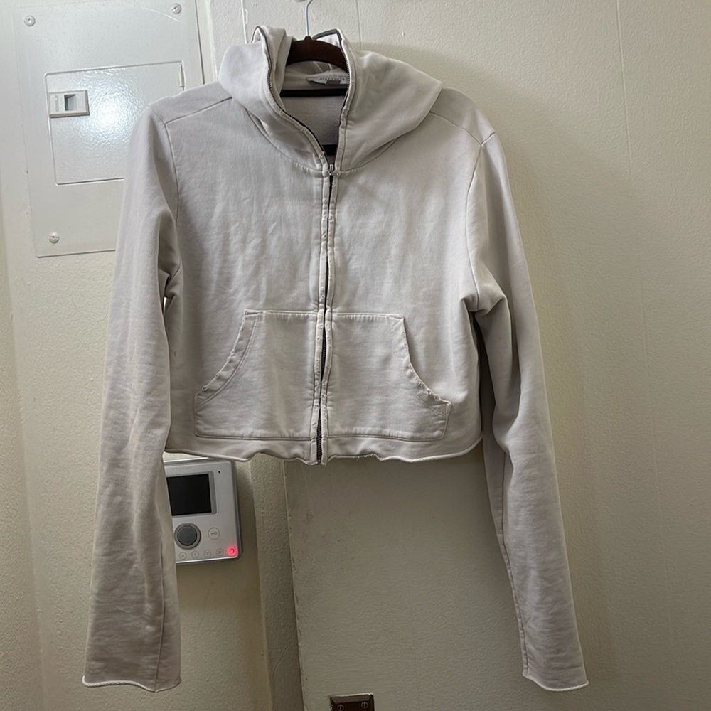 Allsaints:   Xonda Cropped Hoodie. off white